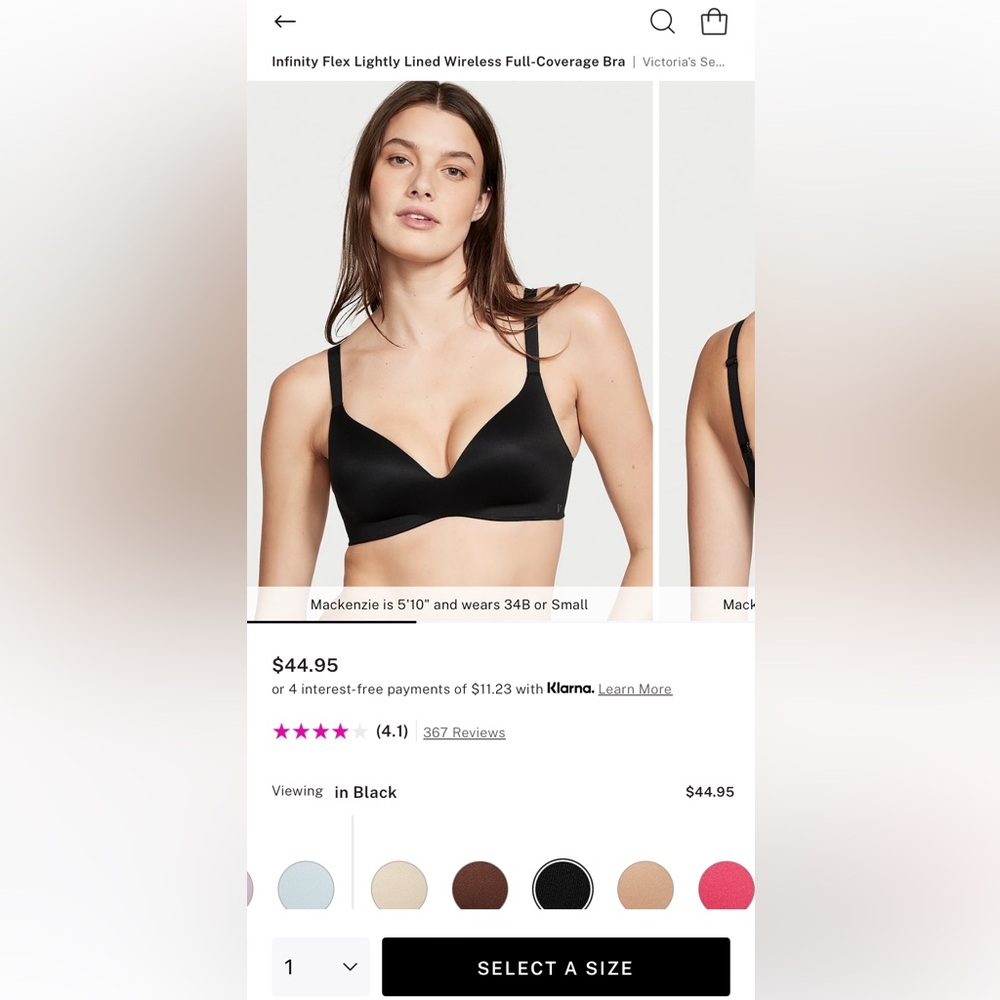 Two Victoria’s Secret Infinity Flex Lightly Lined Wireless Full-Coverage Bra